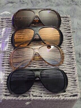 Women's Aviator Sunglasses - Black and Brown 4 Pack